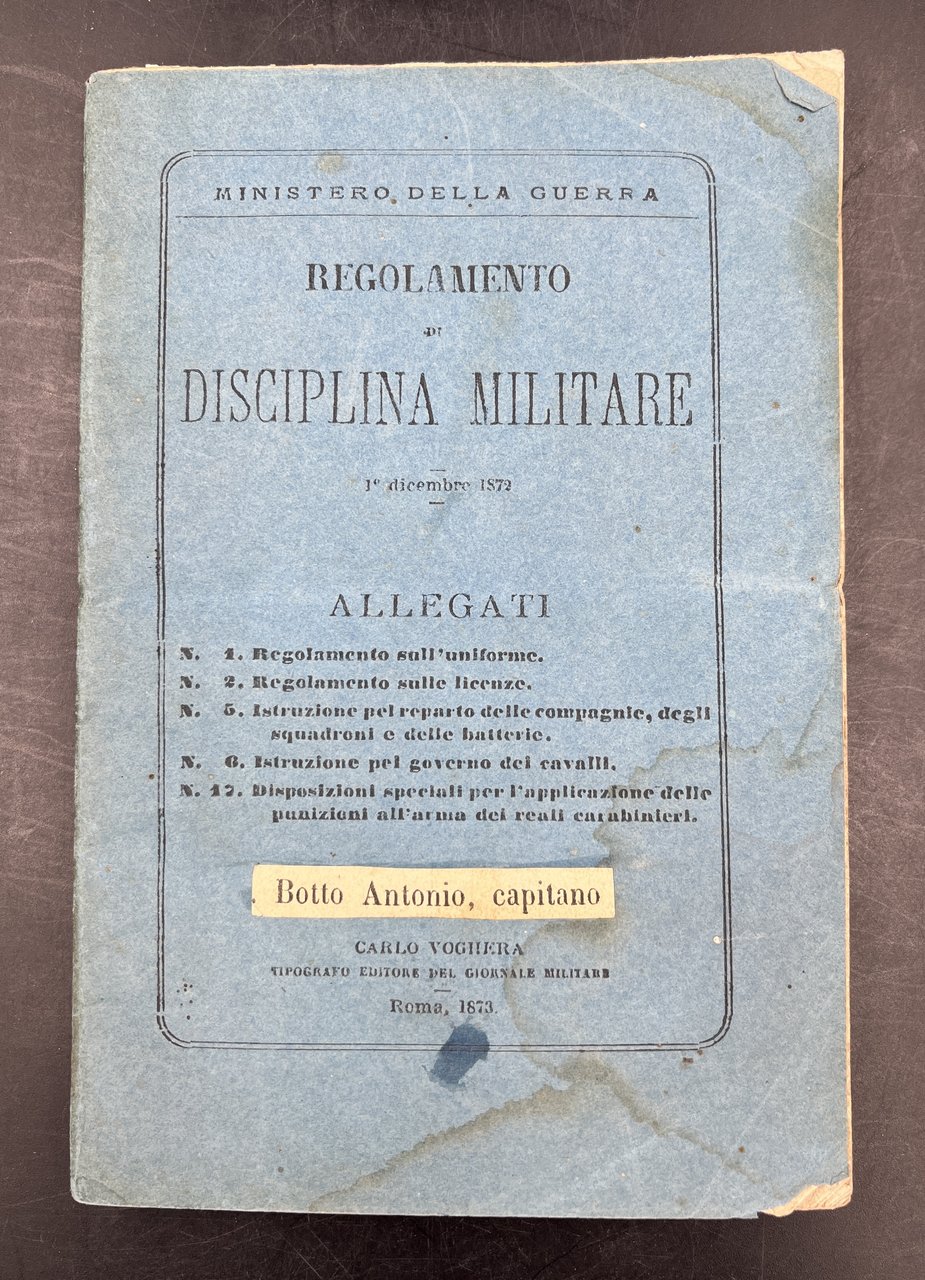 Regolamento di DISCIPLINA MILITARE Allegati 1, 2, 5, 6, 17:. …