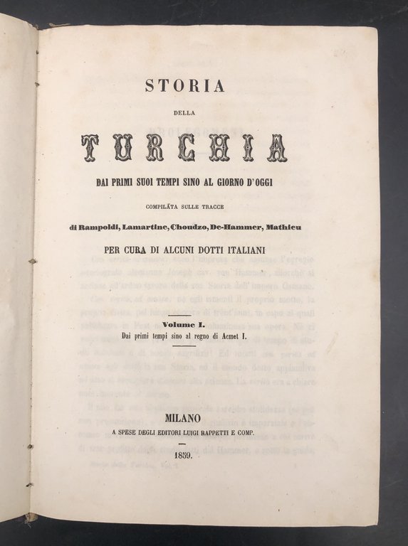 Storia della TURCHIA dai primi suoi tempi sino al giorno …