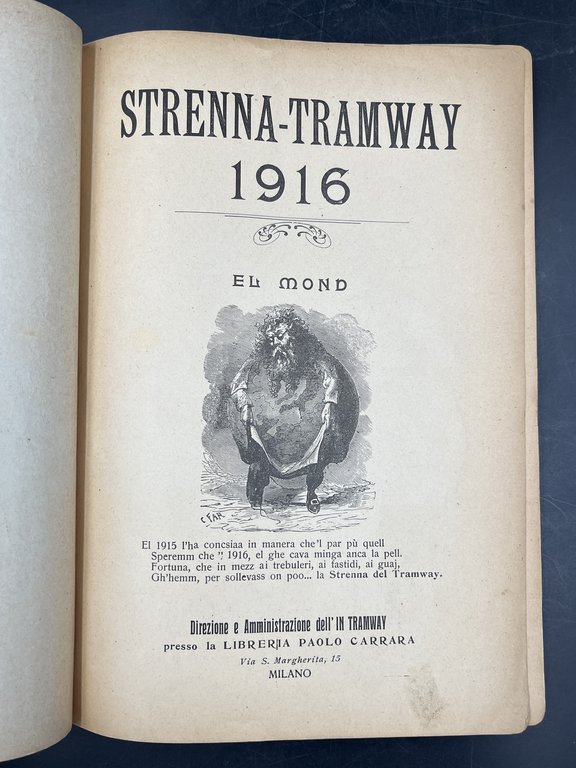 STRENNA-TRAMWAY 1916. Direzione e ammnstrazione dell' "In Tramway". Con vari …