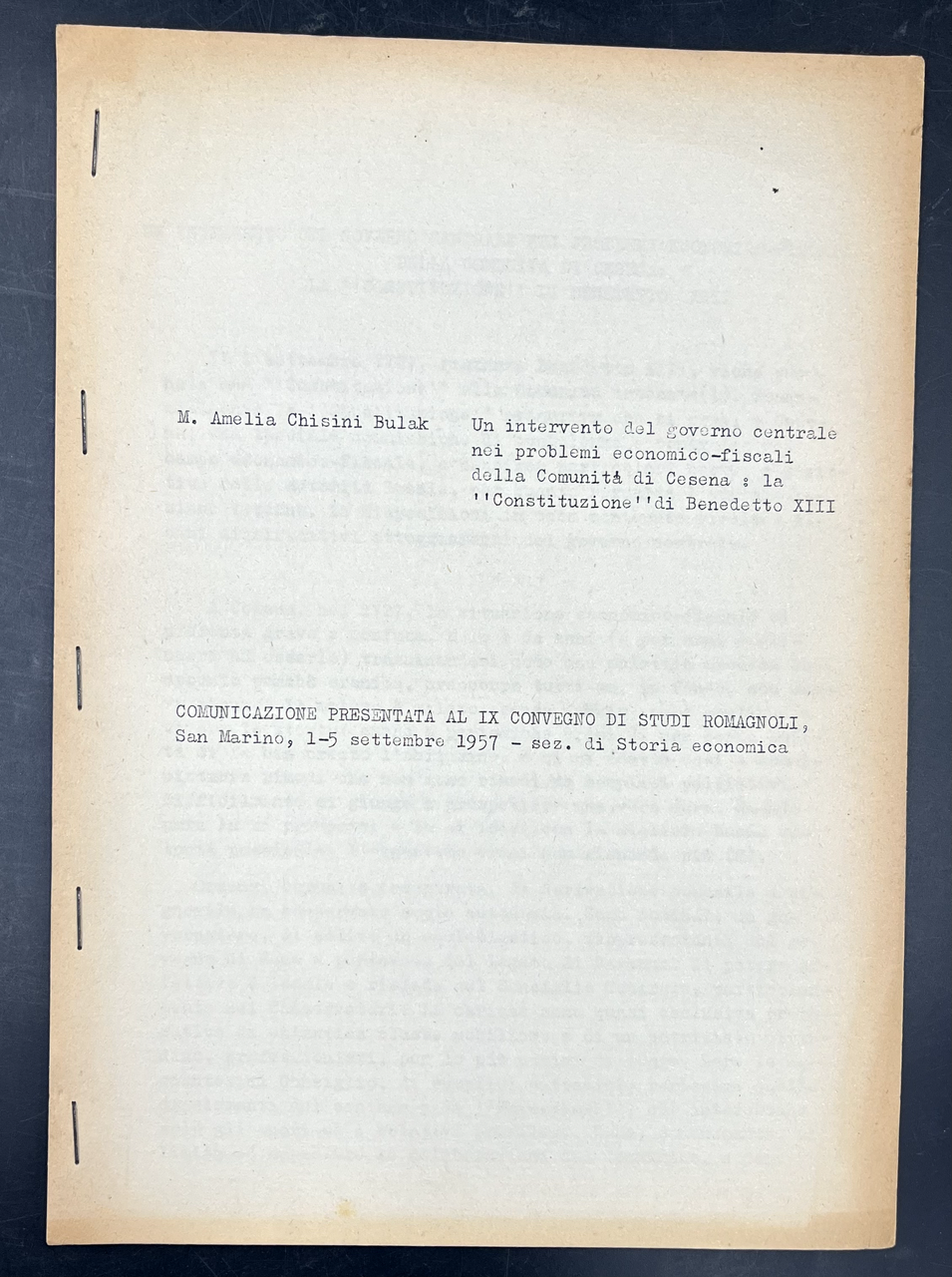 Un intervento del Governo centrale nei problemi economico-fiscali di CESENA: …