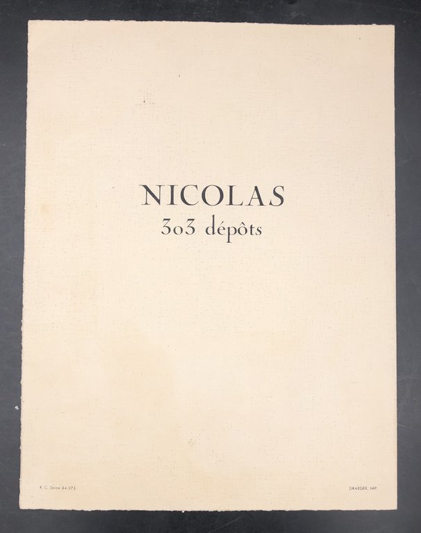 VIGNETO. Cataloghino di "Doyen Le Champagne élégant" Etablissment NICOLAS.