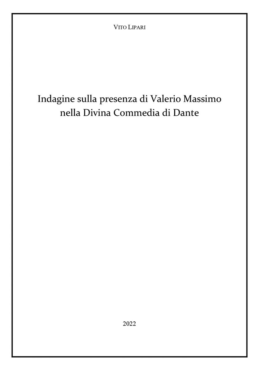 Indagine sulla presenza di Valerio Massimo nella Divina Commedia di …