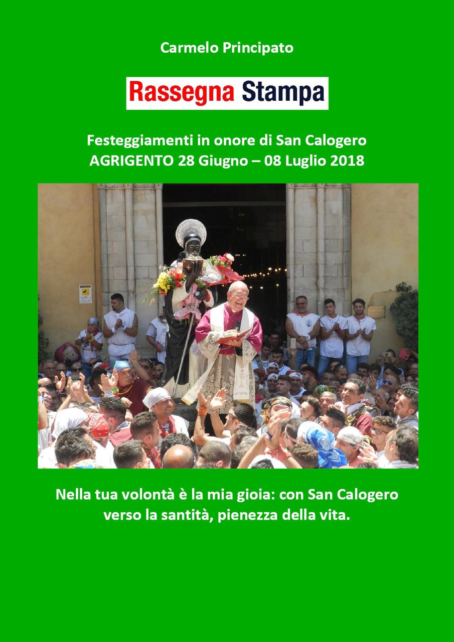 Rassegna stampa. Festeggiamenti in onore di san Calogero (Agrigento 28 … | Immagine principale