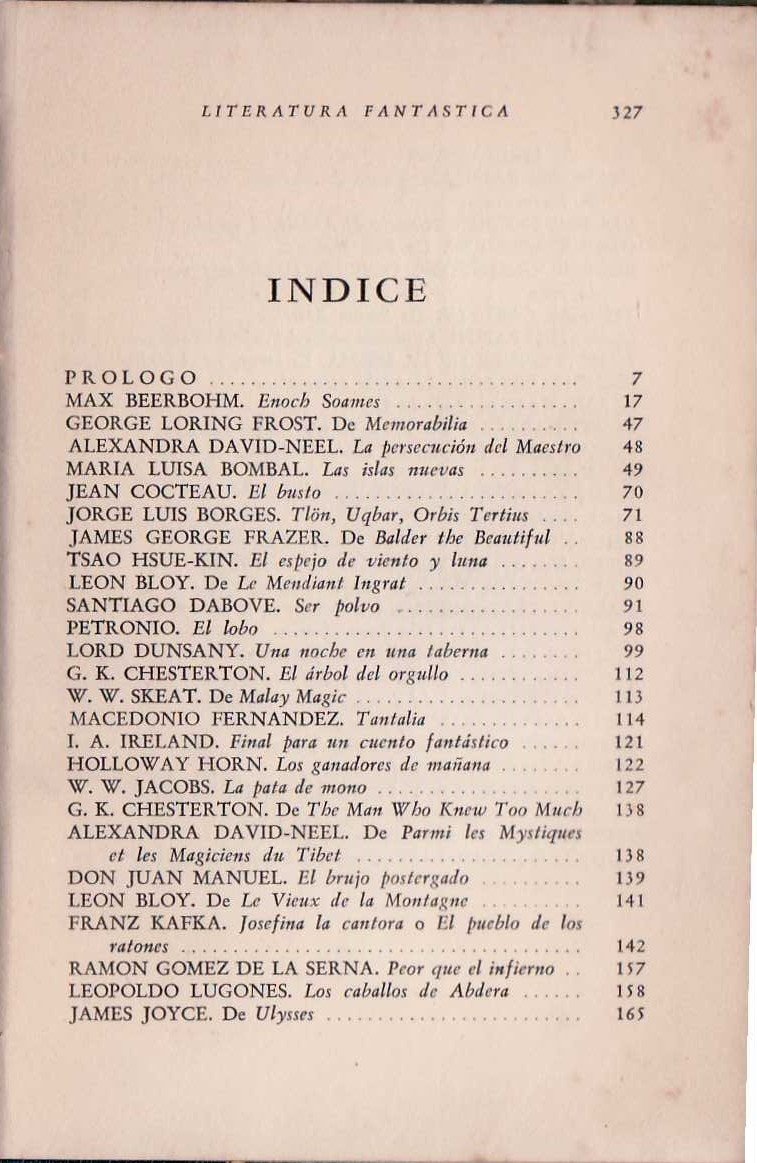Antología de la literatura fantástica. Prólogo de Adolfo Bioy Casares.
