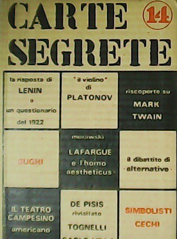 Carte Segrete nº 14. Anno IV. Rivista trimestrale di lettere e arti.