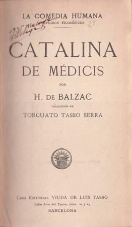 Catalina de Médicis. Traducción de Torcuato Tasso Serra.
