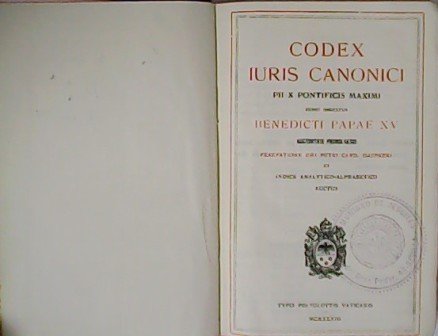 Codex Iuris Canonici Pii X Pontifici Maximo iussu digestus Benedicti …