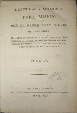 Doctrinas y sermones para misión. Tomo IV. Carta de Don …