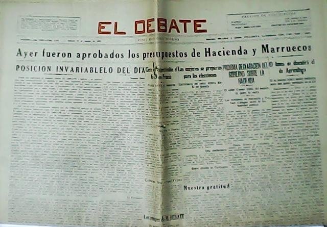 EL DEBATE. Año XXII. Nº7.017. | Immagine principale