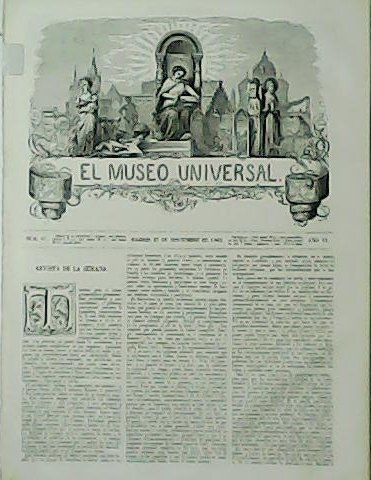 EL MUSEO UNIVERSAL. Revista semanal. Año VI, nº47. | Immagine principale