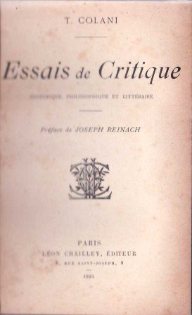 Essais de Critique Historique, Philosophique et Littéraire.