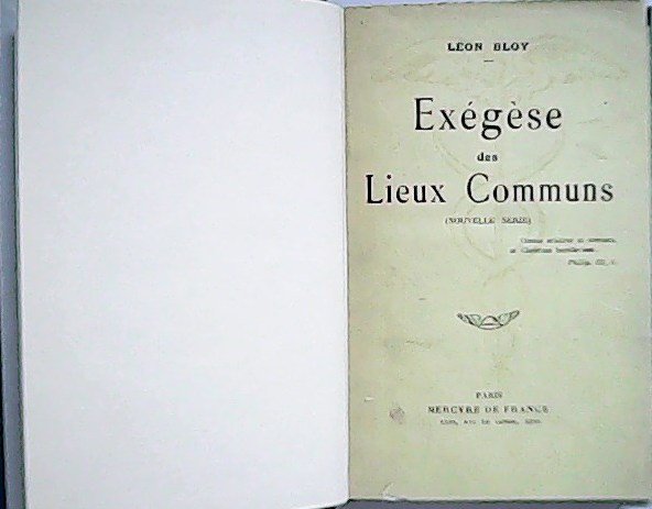 Exegese des Lieux Communs. (Nouvelle Série). �