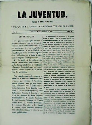 LA JUVENTUD. Periódico de Ciencias y Literatura. Año II. Nº1.