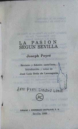 La pasión según Sevilla. Revisión y edición castellana , introducción … | Immagine principale