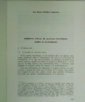 Momento actual de algunas cuestiones sobre el matrimonio. | Immagine principale