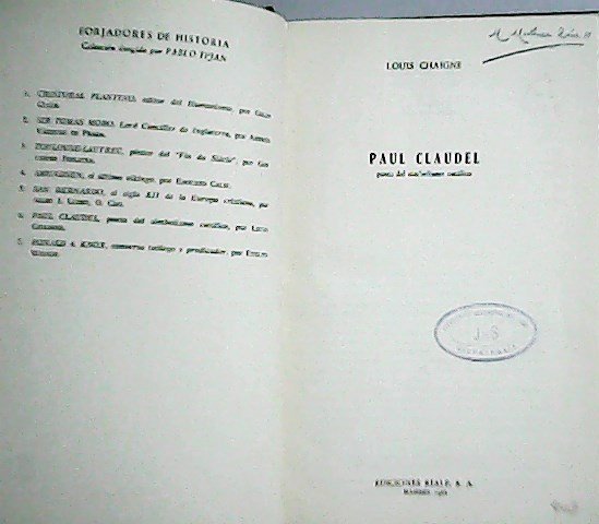 Paul Claudel poeta del simbolismo católico. Traducción de Mariano Rodríguez.