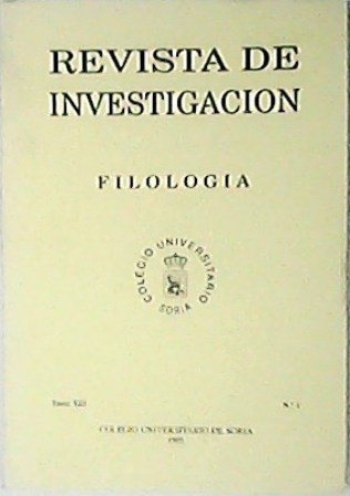 REVISTA DE INVESTIGACIÓN.- Serie Filología. Tomo XIII, nº1. Indice literarias …
