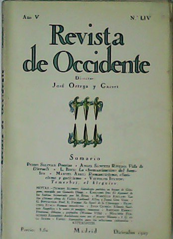 REVISTA DE OCCIDENTE. Año V, Nº XIV. Colaboran: Pedro Salinas, …