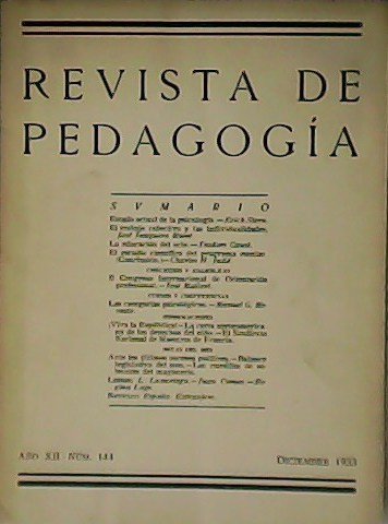 Revista de Pedagogía. Año XII. Nº 144. Colaboran: José Junqueras … | Immagine principale