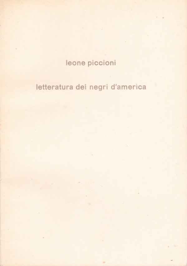 LETTERATURA DEI NEGRI D’AMERICA