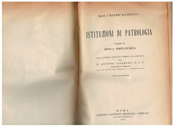 Istituzioni di patrologia parte II epoca post-nicena