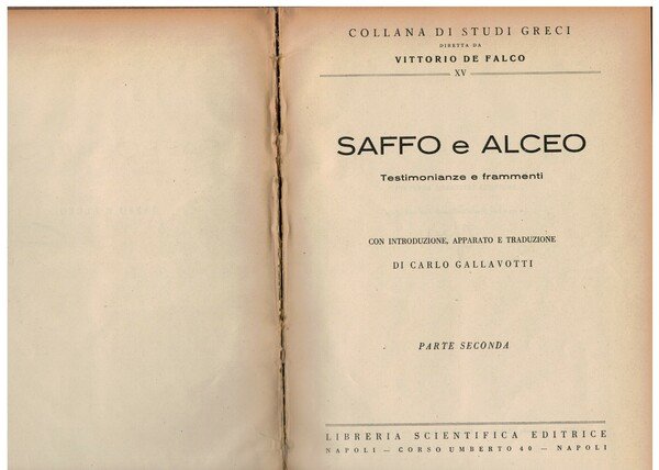Saffo e Alceto testimonianze e frammenti