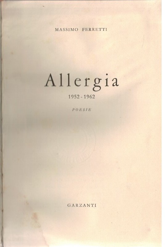 Allergia 1952-1962 poesie