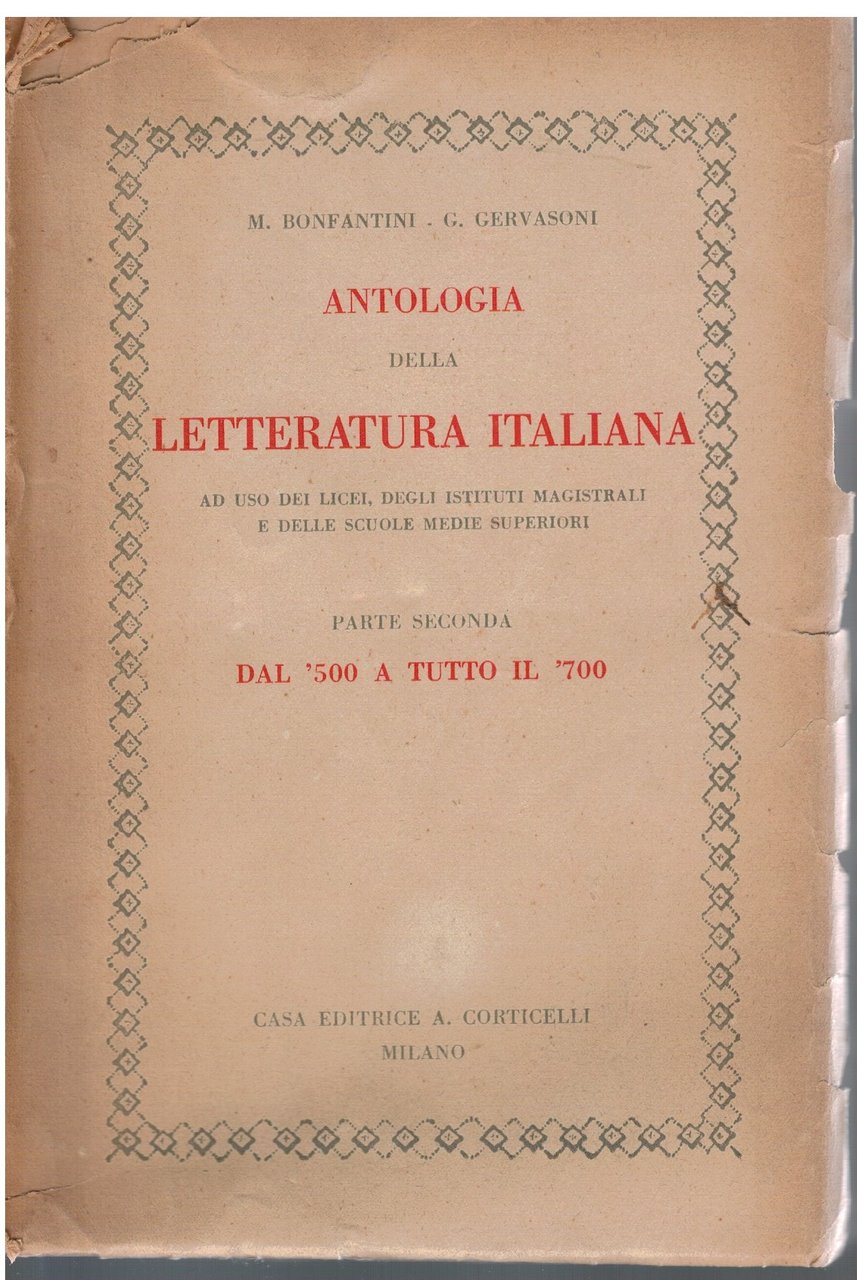 Antologia della letteratura italiana Parte seconda