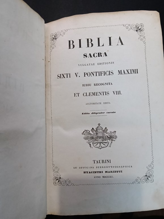 BIBLIA SACRA vulgatae editionis - SIXTI V. PONTIFICIS MAXIMI jussu …