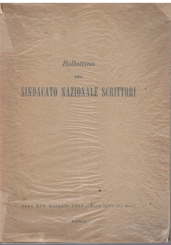 Bollettino del Sindacato Nazionale Scrittori