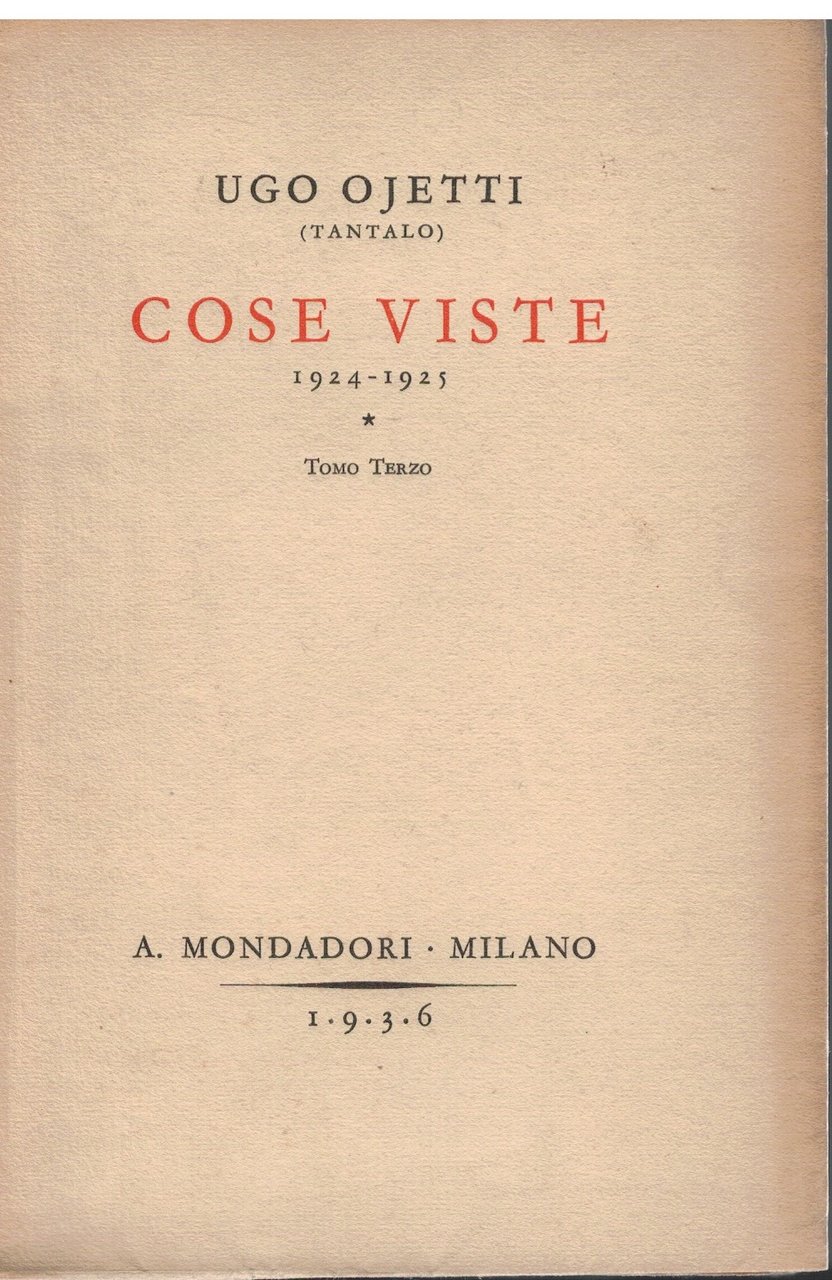 Cose viste Tomo Terzo