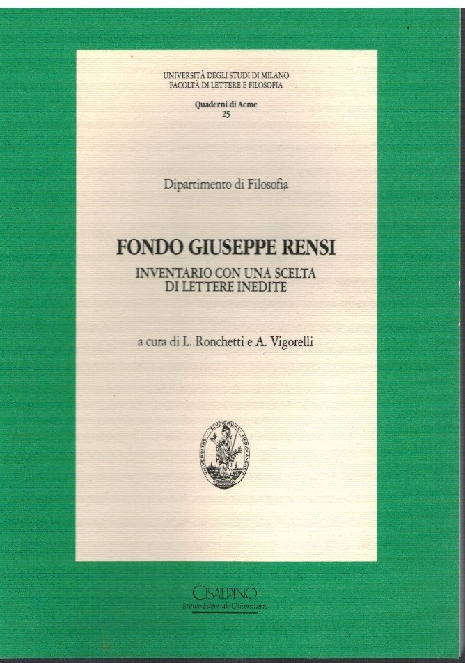 Fondo Giuseppe Rensi Inventario con una scelta di lettere inedite