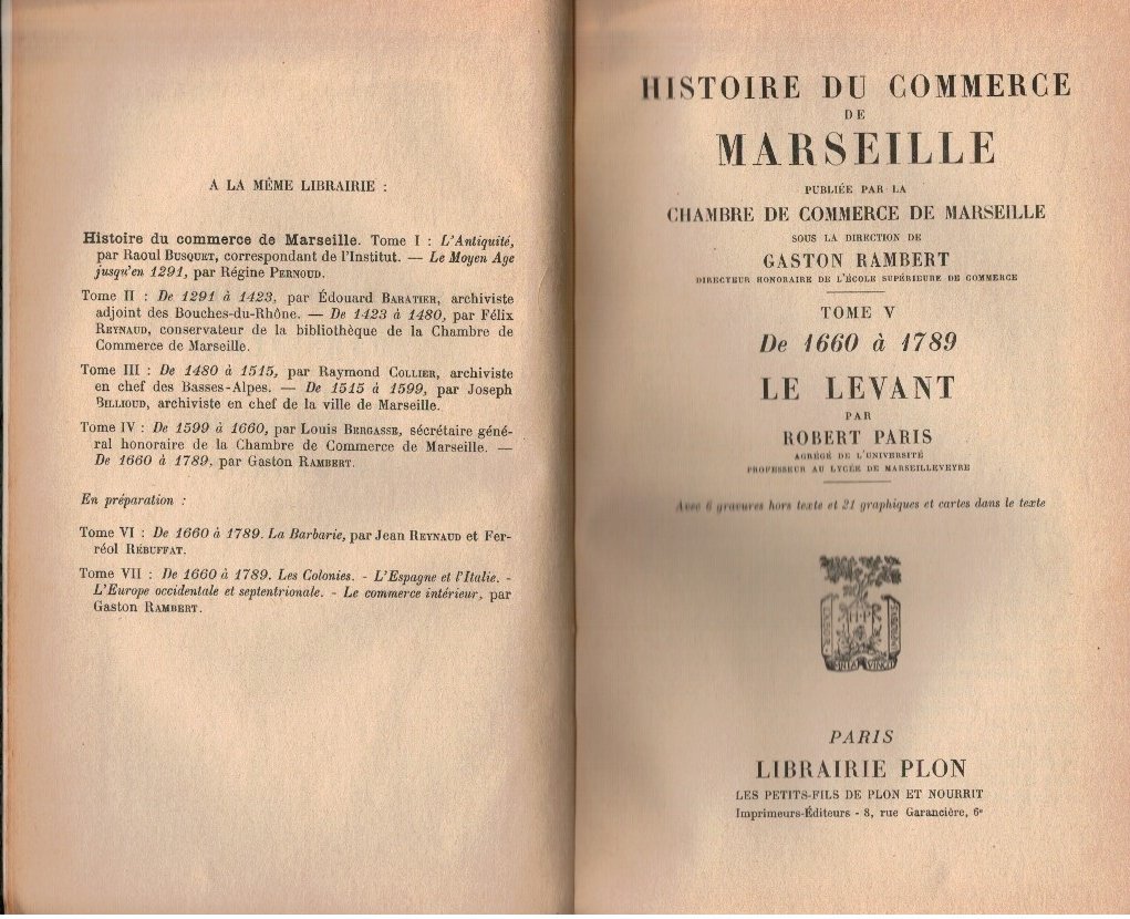 Histoire du commerce de Marseille Tome V