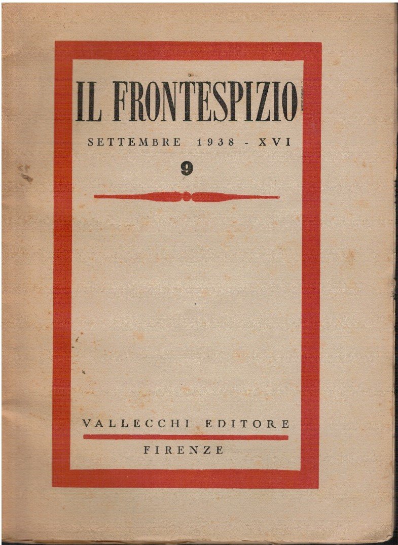 Il frontespizio settembre 1938-XVI