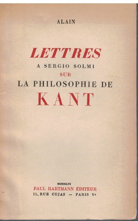 Lettres a Sergio Olmi sur la philosophie de Kant