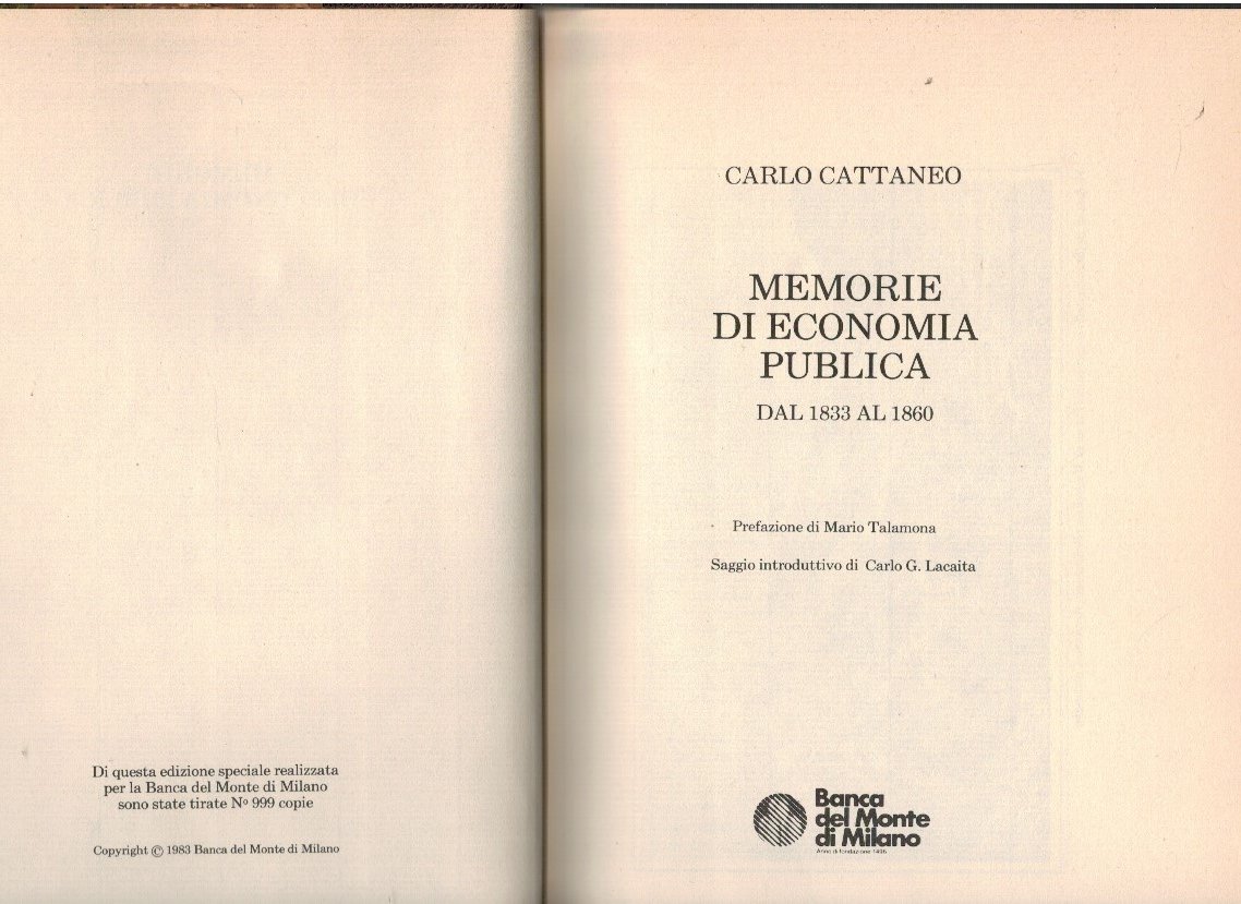 Memorie di economia pubblica dal 1833 al 1860