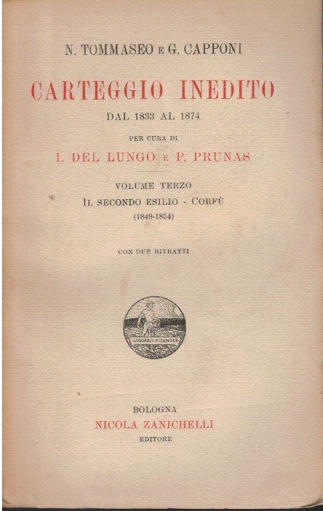 N.Tommasoni e G.Capponi carteggio inedito Volume terzo