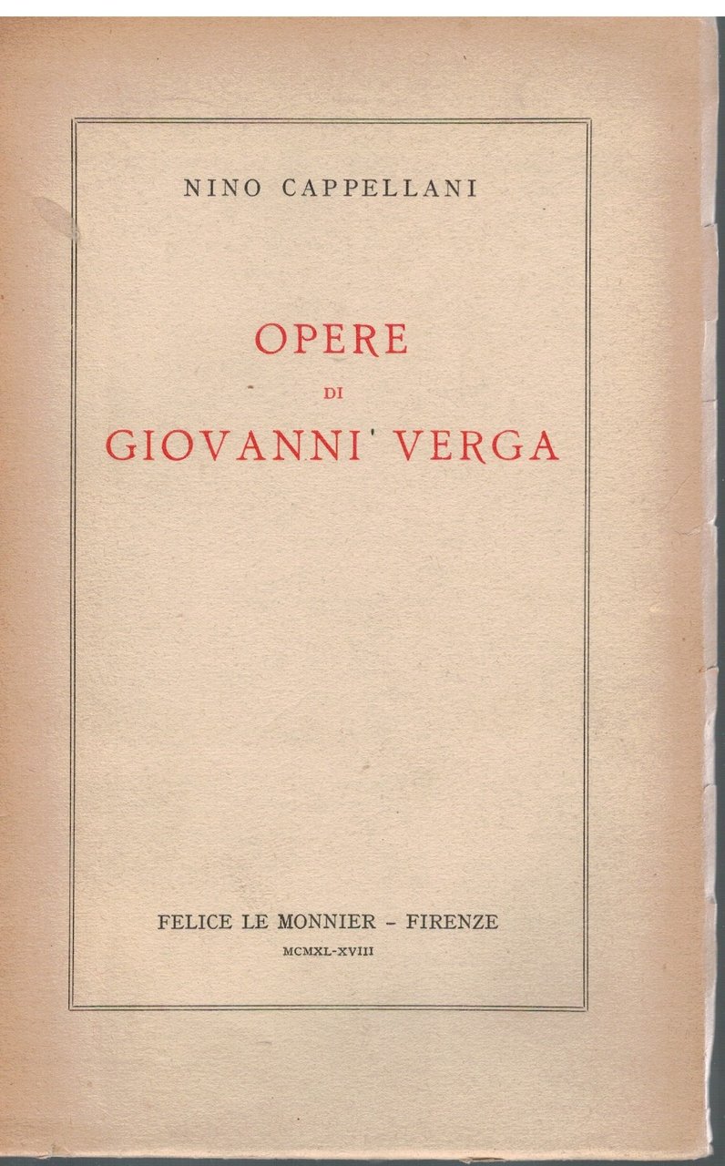 Opere di Giovanni Verga