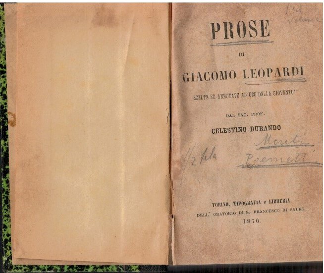 Prose di Giacomo Leopardi scelte ed annotate ad uso della … | Immagine principale