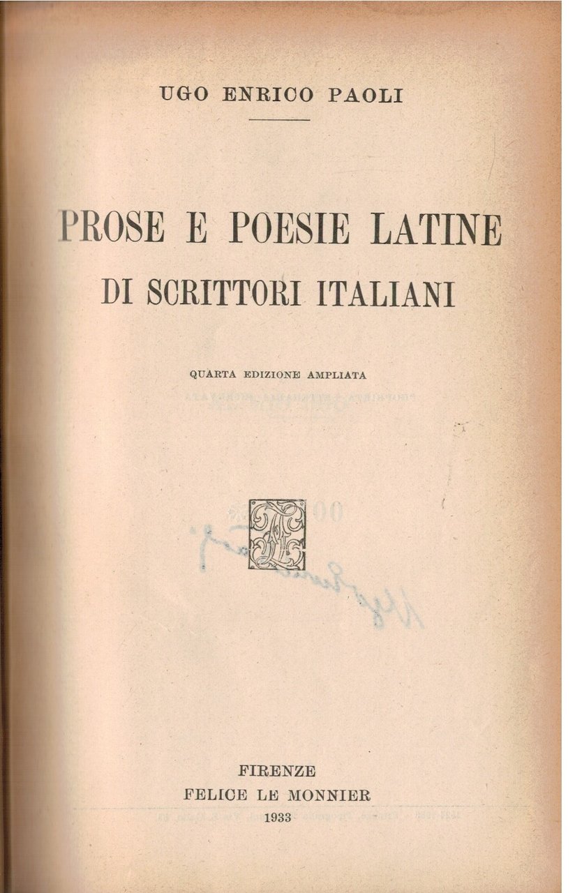 Prose e poesie latine di scrittori italiani