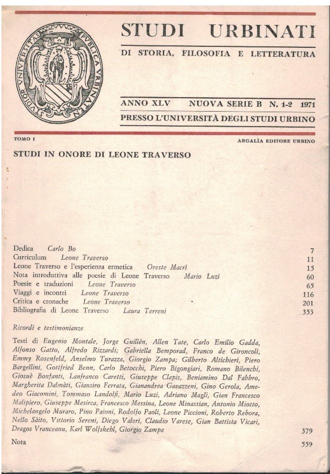 Studi Urbinati di storia, filosofia e letteratura Anno XLV Nuova …