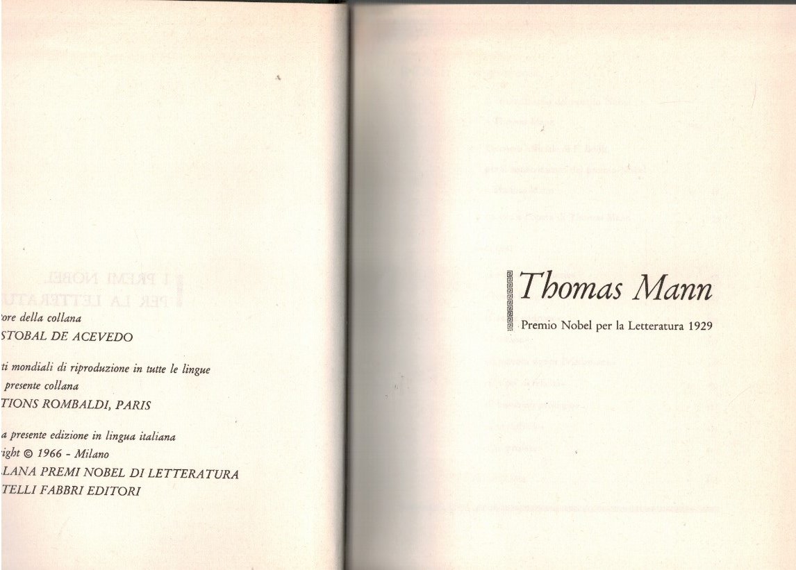 Thomas Mann premio nobel per la letteratura 1929