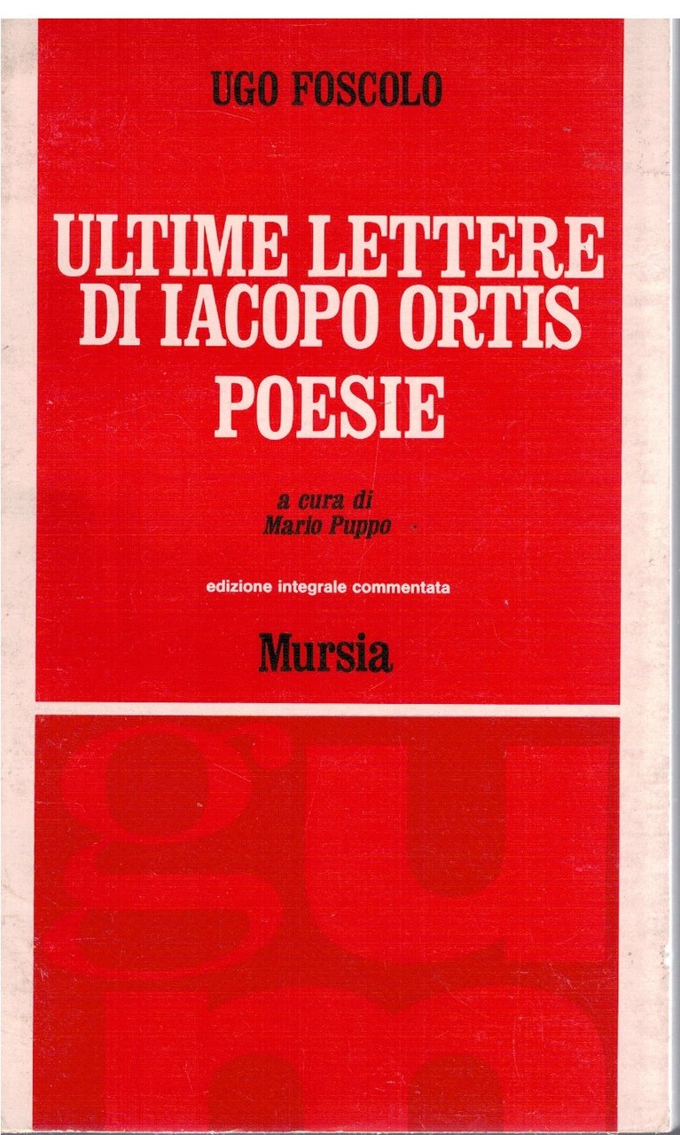 Ultime lettere di Iacopo Ortis Poesie