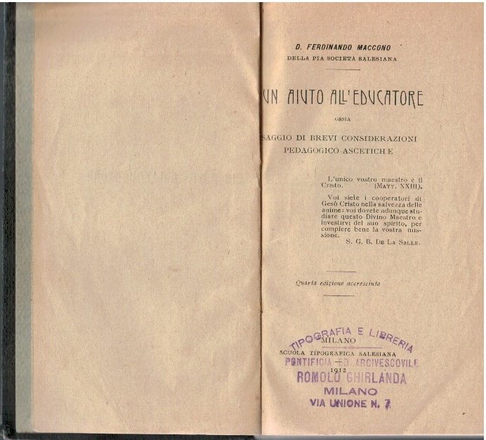 Un aiuto all'educatore ossia saggio di brevi considerazioni pedagogico-ascetiche