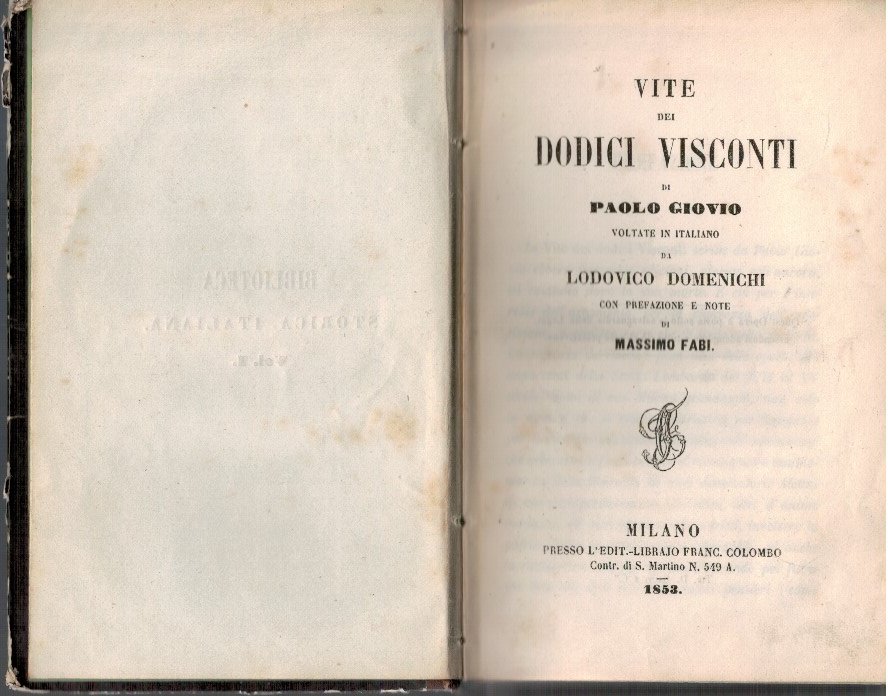 Vite dei Dodici Visconti voltate in italiano da Ludovico Domenichi … | Immagine principale