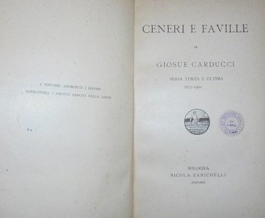 CENERI E FAVILLE. 1877-1901 Seria Terza e Ultima.