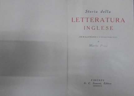 STORIA DELLA LETTERATURA INGLESE