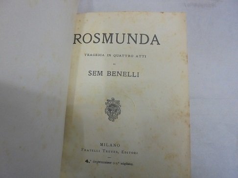 ROSMUNDA Tragedia in quattro atti.