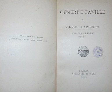 CENERI E FAVILLE. 1877-1901 Seria Terza e Ultima.