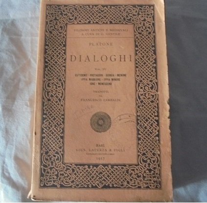 DIALOGHI. VOL. IV. Eutidemo - Protagora - Gorgia - Menone … | Immagine principale